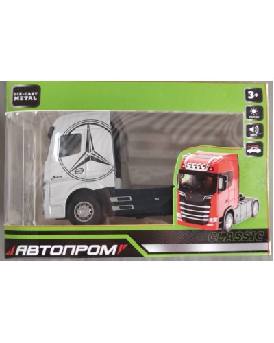 Трейлер металевий зі світлом та звуком, на батарейці, у коробці 15х7х10 см