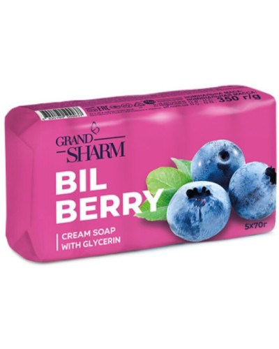 Крем-мило «Чорниця» туалетне тверде 5х70 г, ТМ Grand Sharm