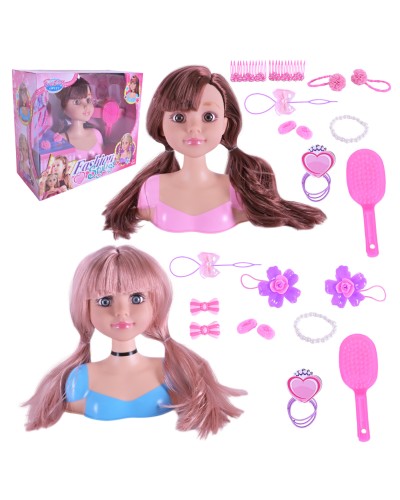 Манекен для зачісок з аксесуарами, в асотименті, у коробці 26х13х30 см