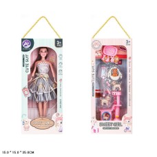 Лялька 30 см у стильній сукні з аксесуарами, у коробці 15х15х35 см