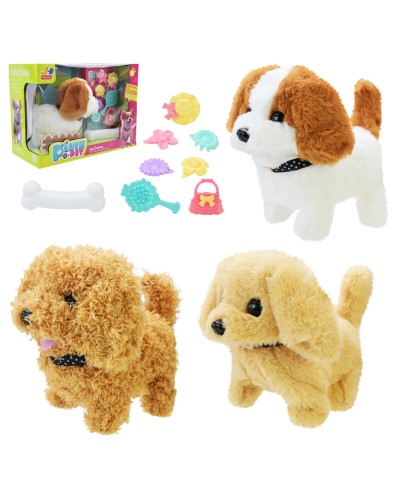 Песик 15х8 см інтерактивний зі звуком та аксесуарами, на батарейці, в асортименті, у коробці 26х13х19,5 см