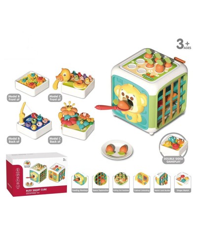 Бізікуб: гра «Нагодуй мавпу» та «Нагодуй пташку», геометрія, засувки, шестерні, риболовля, грань-гумки, рухомі деталі, у коробці 55х48х72 см