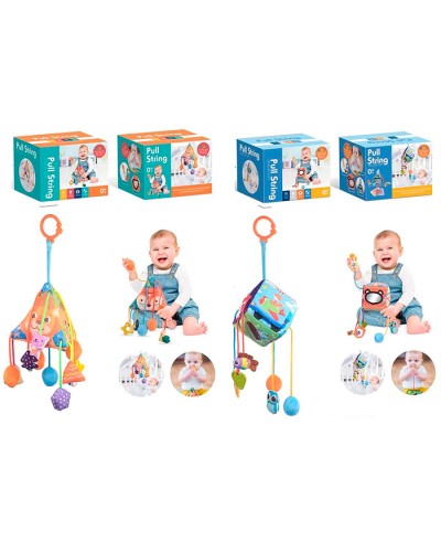 Підвіска м'яка на ліжко з дзеркалом, пищалкою, прорізувачем, брязкальцеем, в асотименті, у коробці 17,5х13х13 см