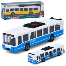 Тролейбус 17 см інерційний з дверима що відчиняються та гумовими колесами, в асортименті, у коробці 18х7х4.5 см.