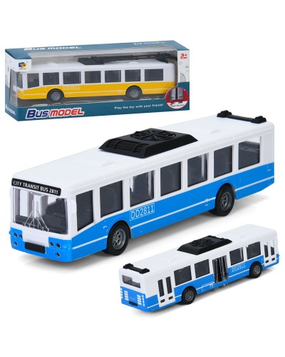 Тролейбус 17 см інерційний з дверима що відчиняються та гумовими колесами, в асортименті, у коробці 18х7х4.5 см.