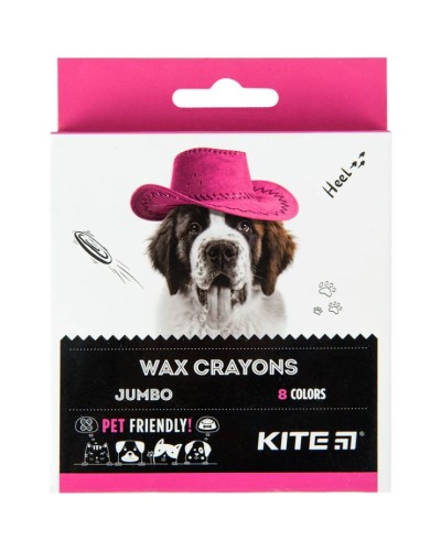Олівці воскові «Dogs» Jumbo на 8 кольорів, ТМ Kite