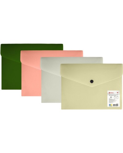 Папка-конверт на кнопці «Смуга» А5 непрозора 180 мкм, в асортименті, ТМ OPTIMA