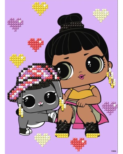 Картина за номерами з алмазною мозаїкою «L.O.L. Surprise! Honey Bun With Bunny Hun» 15x20 см, ТМ Ідейка