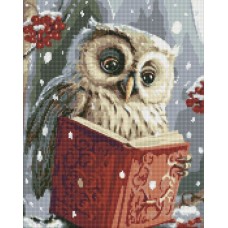 Набір з алмазною мозаїкою «Розумна совушка» з АВ стразами 40х50 см, ТМ Ідейка