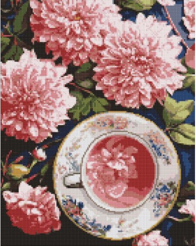 Набір з алмазною мозаїкою «Рожеві жоржини» 40х50 см, ТМ Ідейка