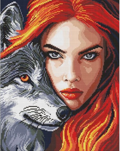 Набір з алмазною мозаїкою «Руда з вовком» 40х50 см, ТМ Ідейка