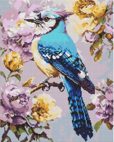 Набір з алмазною мозаїкою «Сойка в півоніях» 40х50 см, ТМ Ідейка