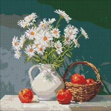 Набір з алмазною мозаїкою «Букет ромашок з яблуками» 40х40 см, ТМ Ідейка