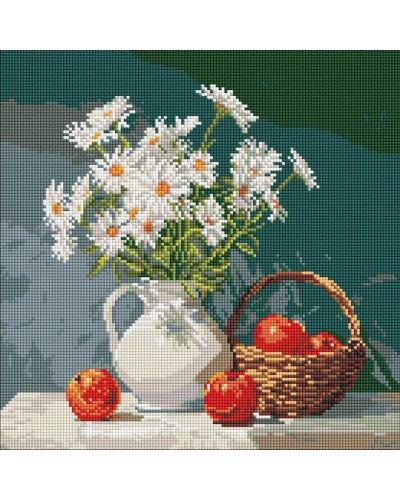 Набір з алмазною мозаїкою «Букет ромашок з яблуками» 40х40 см, ТМ Ідейка