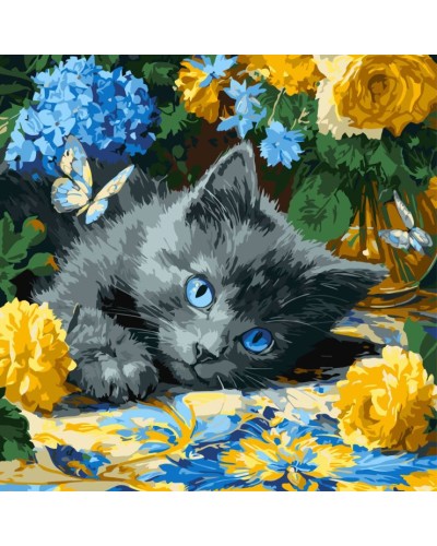 Картина за номерами «Кошеня блакитнооке» 40х40 см, ТМ Ідейка