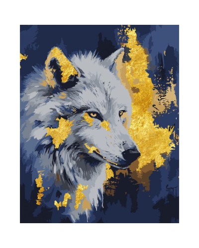 Картина за номерами «Вовк» з позолотою 40х50 см, ТМ SANTI