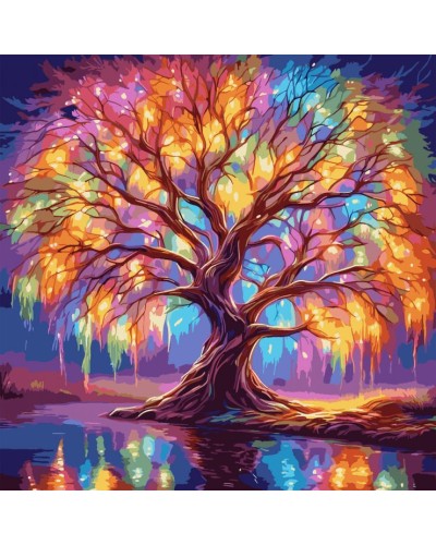 Картина за номерами «Казкове дерево» з LED-підсвічуванням 40х40 см, ТМ SANTI