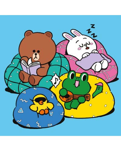 Картина за номерами «Лайн Френдс. Браун, Саллі, Коні та Леонард на відпочинку» 25х25 см, ТМ SANTI