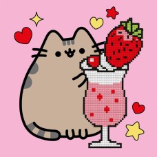 Картина за номерами з алмазною мозаїкою «Пушин. Коктейль Полуничка» 25х25 см, ТМ SANTI