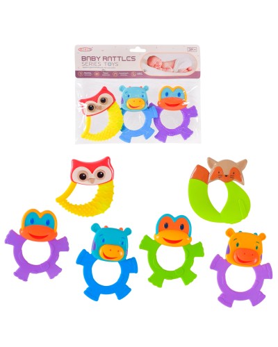 Брязкальце-прорізувач з м'якими силіконовими частинами, в асортименті, у пакеті 21х17 см