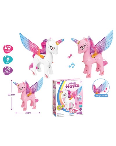 Конячка з музикою та світлом, ходить, на батарейці, в асортименті, у коробці 22,5х20х7 см