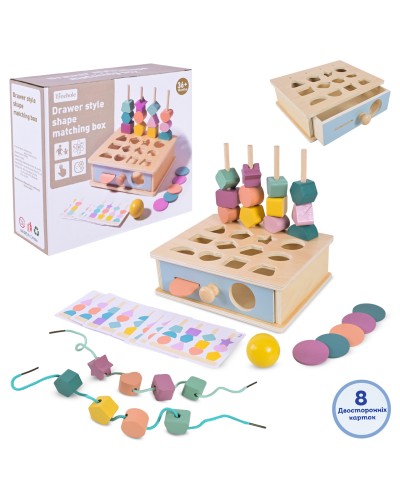 Пірамідка-сортер дерев`яна, у коробці 22,5х19,8х7,5 см