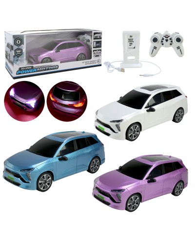 Машина «POWERMOTORS» р/к на акумуляторі зі світлом, звуком, парою, зарядкою та пультом, в асортименті, у коробці 43х15,6,2х17,6 см.