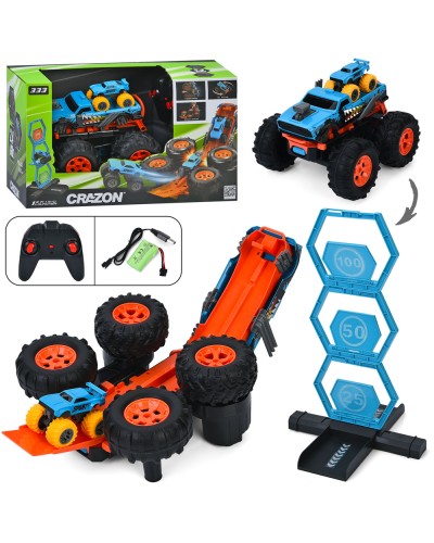 Джип 23 см р/к на акумляторі 2,4G з гумовими колесами, пусковою установкою, USB, обертається на 360, у коробці 43х23х25 см.