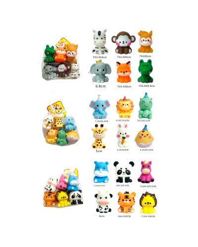 Набір іграшок для купання «Тваринки» з 6 елементів по 6 см з пищалками, в асортимент, у сітці 10х14х9 см