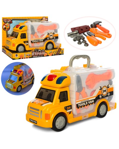 Набір інструментів «Машинка» музичний зі світлом, на батарейці, у коробкці 35х22х14,5 см.