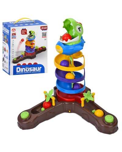 Настільна гра «Нагодуй динозавра» з 29 елементів: кульки на запуск та лабіринт, у коробці 23х30,5х19,5 см.