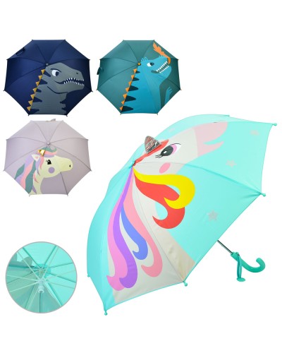 Парасолька дитяча з тростиною 65,5 см, діаметром 87 см, спицею 50 см, тканинна, в асортименті, у пакеті