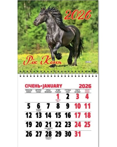 Календар «Рік Коня» 11х20 см на магніті