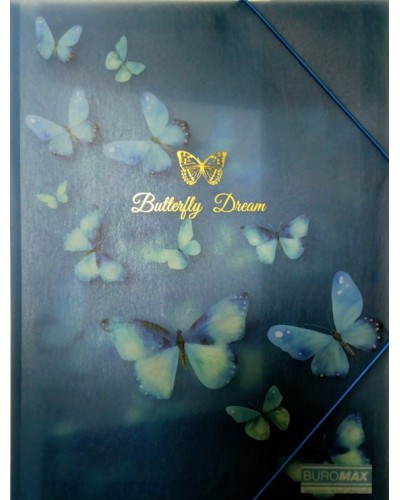 Папка на гумках «ARABESKIз» А4 пластикова напівпрозора, синя, TM Buromax