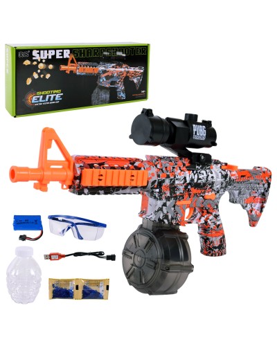 Іграшковий бластер 48 см з захисними окулярами, стріляє гелевими кулями, на батарейці, у коробці 47,5х7,5х18,5 см.