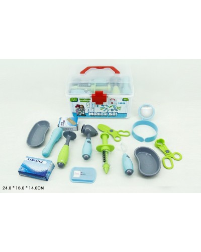 Набір лікаря на батарейці: шприц, стетоскоп та аксесуари, у коробці 24х16х14 см