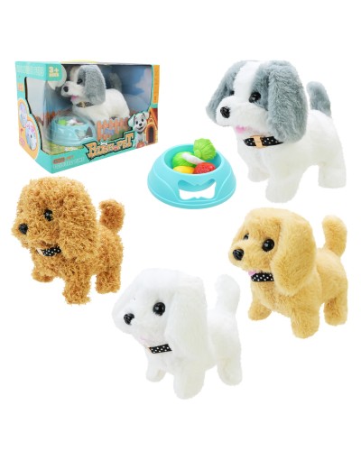 Песик 15 см інтерактивний з рухомими деталями, звуком та аксесуарами, на батарейці, в асортименті, у коробці 26х14х17 см.