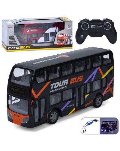 Автобус 30 см р/к на акумуляторі зі світлом, гумовими колесами та USB, в асортименті, у коробці 42,5х18х13,5 см