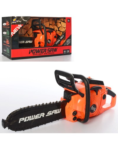 Бензопила 41 см зі звуком та рухомими деталями, на батарейці, у коробціі 40х21х11 см