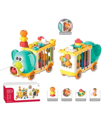 Сортер-каталка «Слон» 31,5 см з гумовою основою, 10 фігурами, текстурними деталями та спінером, в асортименті, у коробці 31,5х16х16 с