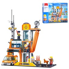 Конструктор «Пожежна частина» 27,5 см на 407 деталей з транспортом та фігурками, у коробці 42,5х33х7 см, SLUBAN