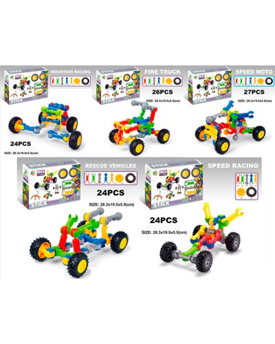 Конструктор «Транспорт» від 24 деталей шарнірний, в асортименті, у коробці 28х19,5х5,5 см