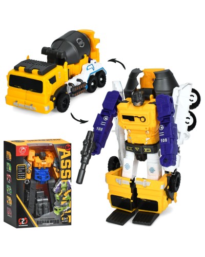 Трансформер «Будтехніка» робот 17 см + будівельна техніка зі зброєю, в асортименті, у коробці 15х21,5х8 см