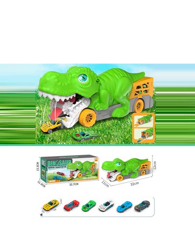 Ігровий набір «Динозавр» 33,5 см 2 в 1 з 2 металевими машинками по 7 см, на гумових колесах, у коробці 33х13,5х11,5 см
