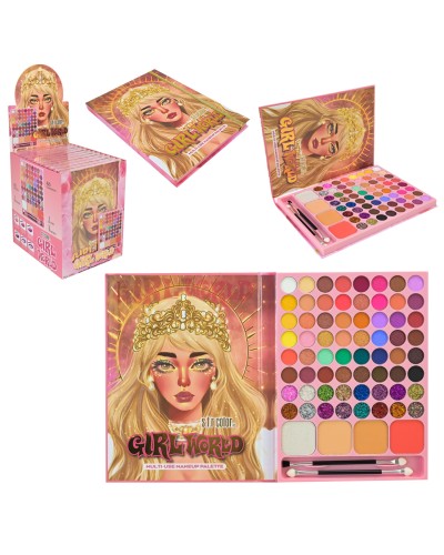 Косметика: тіні для повік, рум'яна та аксесуари, на палетці 17х23 см, у боксі 17,5х22х24 см