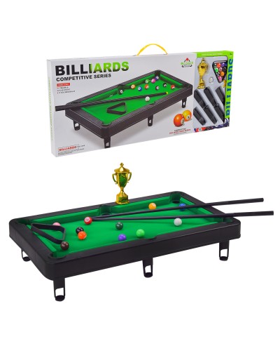 Настільна гра «Більярд»: стіл, 2 киї, 11 куль, трикутник, 6 ніжок з лузами, у коробці 66,5х28,5х4,7 см