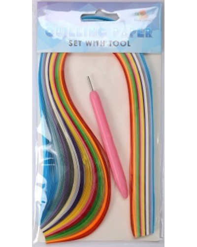 Папір для квілінгу зі 150 аркушів 380х5 мм на 15 кольорів з інструментом, ТМ Мандарин