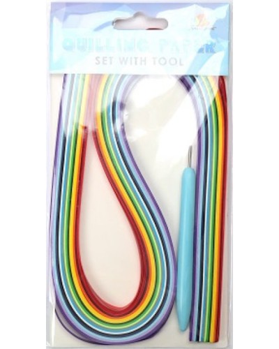 Папір для квілінгу 150 аркушів 520х5 мм, 15 кольорів з інструментом, ТМ Мандарин