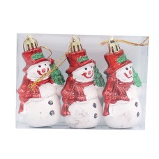 Набір ялинкових прикрас «Сніговик» з 3 елементів по 9 см