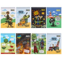 6Блокнот «UKRAINE IS...» А6 на 48 аркушів у клітинку на спіралі зверху з картонною обкладинкою, в асортименті, TM Buromax